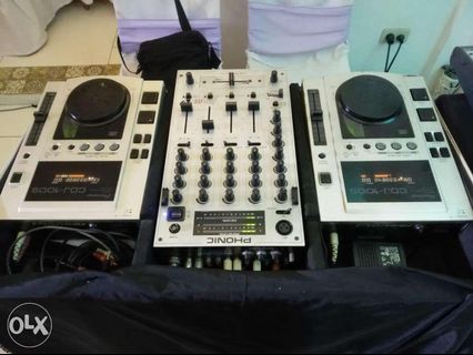 pioneer cdj100s set of dj player with phonic 4 channel mixer sound