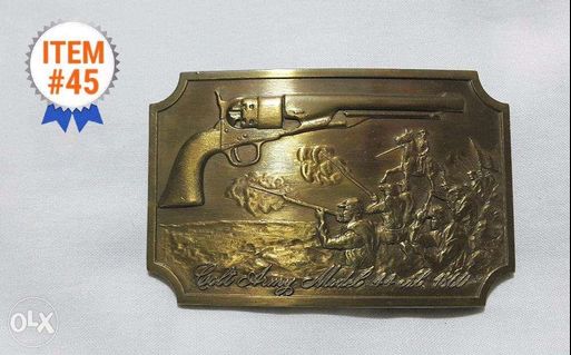 COLT 1860 ARMY REVOLVER Vintage Belt Buckle Solid Brass Made in USA
