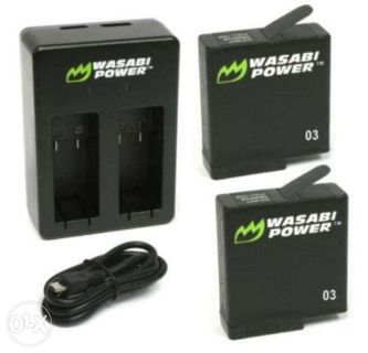 WASABI 2PC 1220mAh GoPro Battery with Charger for HERO5 HERO6 ZQ8E
