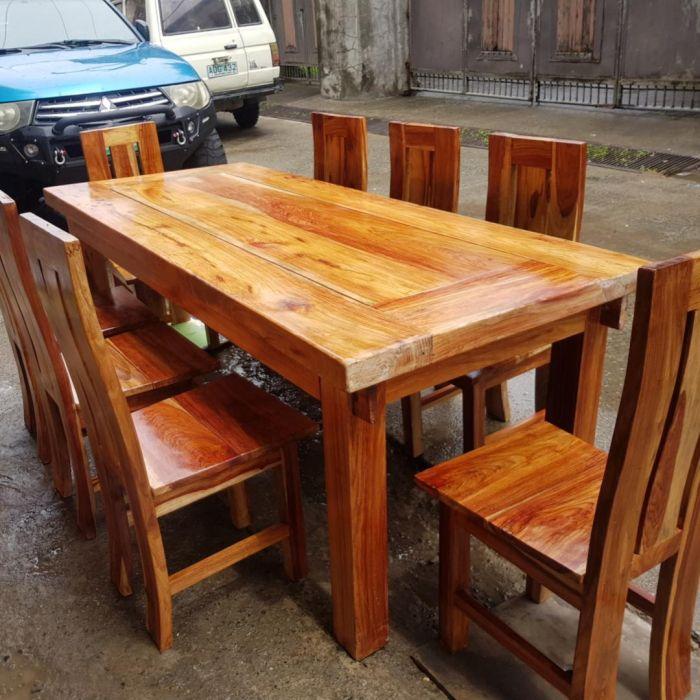 Pure red Narra eight seater dining table set, Furniture & Home Living ...