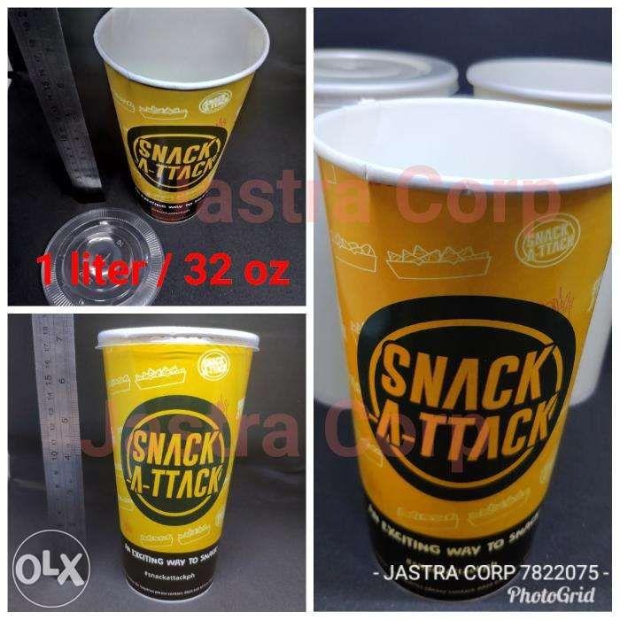 1 liter 32 oz paper cup plastic cup 320cc milk tea cups slim 22 oz ...