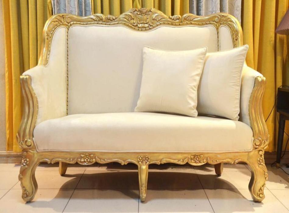 White Gold Vintage Couch Sofa For Rent Rental Wedding Debut On