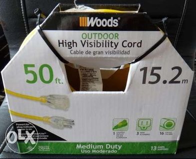 Woods High Visibility Outdoor Extension Cord 50ft Yellow NewUSA