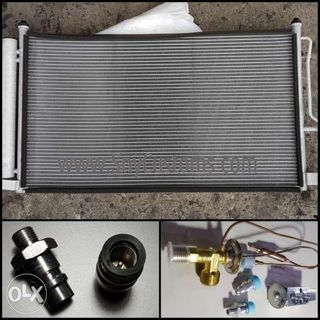 Aircon parts condenser dryer evaporator charging valve auxiliary fan