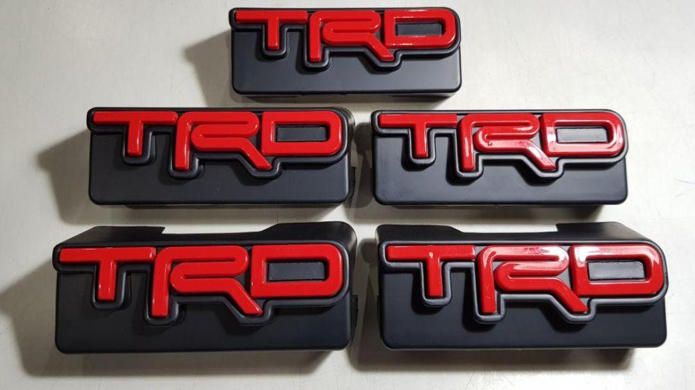 TRD logo emblem embossed grille trunk fender red plastic, Car Parts