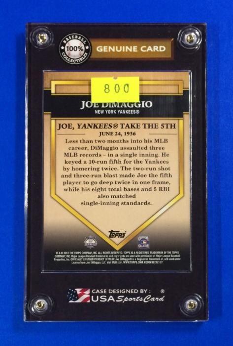 MLB Baseball Card Joe Dimaggio 2012 Take the 5th Topps (Category: Raw Singles) located in Quezon City. Submitted by grace112215 (Listing ID 238745919, Image 2). Description: Player: Joe Dimaggio Card Number: #GG-22 Year: 2012 Current Team: New York Yankees League: Baseball (MLB) Card Manufacturer: Topps Brought back from US Private Collections It Comes with Diamond Cut Crystal Clear Case - 3x5 Inches with Free Stand #MLB #MLBCard #Baseball #Tradi
