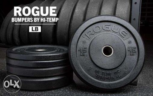 Rogue Bumper Plates HiTemp barbell crossfit weightlifting gym workout