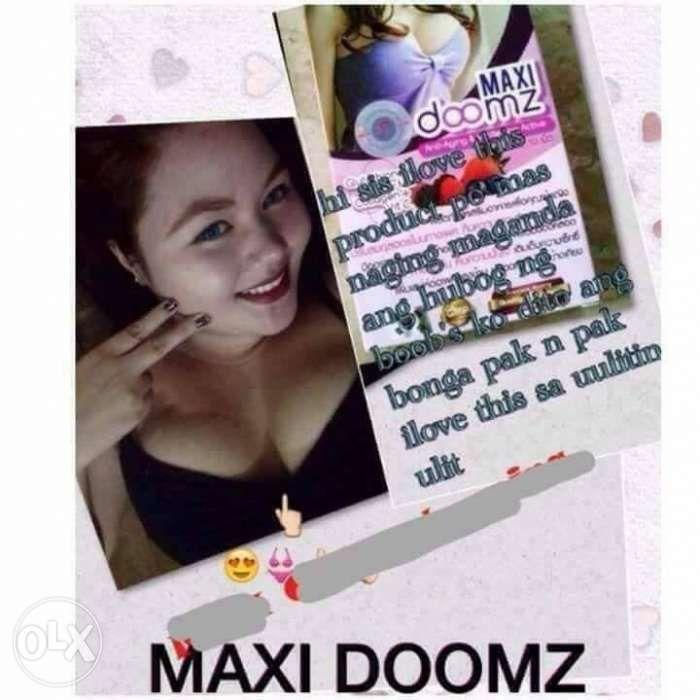 SALE Collagen Maxidoomz Authentic brandnew (Category: Maternity Care) located in Mandaluyong City. Submitted by miumiume (Listing ID 238792432, Image 2). Description: BRANDNEW Sagging breasts? Small breasts? No problem! Maxi Doomz is breast firming beauty pills those you can take for making your breast bigger and being enhanced. % Authentic % Proven Safe and Effective #MAXIDOOMZ Anti-Aging + Whitening + Breast Enhancer 30 Capsules/Bottle by JP Na