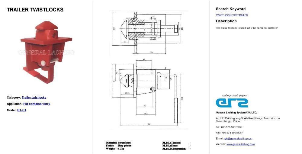 Truck Trailer Retractable Twistlock Twist Lock for Shipping Container