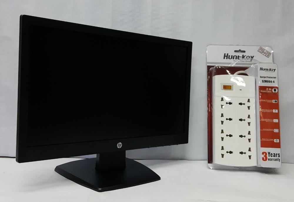 Huntkey Led Monitor HP V194 18.5-inch LED Monitor with Huntkey SZM804-4 Surge Protector, TV ...