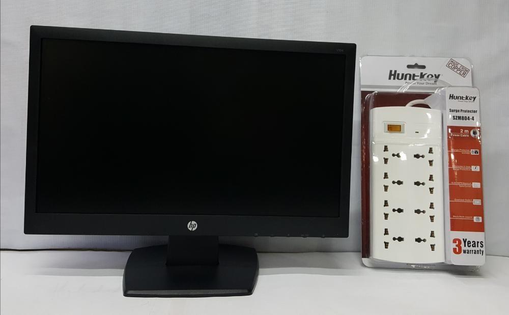 Huntkey Led Monitor HP V194 18.5-inch LED Monitor with Huntkey SZM804-4 Surge Protector, TV ...