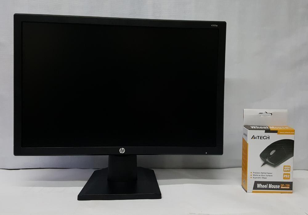 HP V203P 19.5inch LED Monitor with A4Tech OP720 PS/2 Optical Wheel