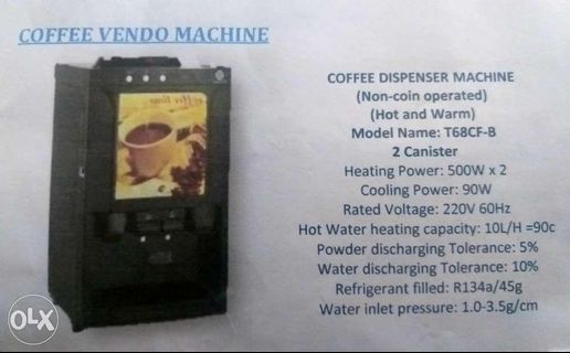 Coffee vendor dispenser machine