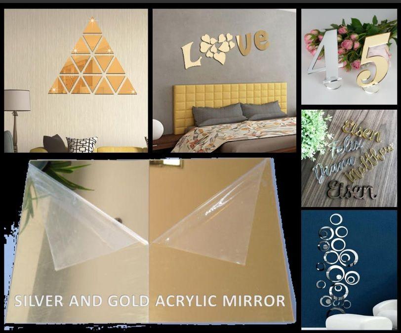 Silver and gold mirror acrylic, Furniture & Home Living, Home