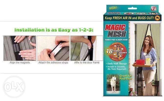 Magic Mesh (Category: Pest Control) located in Manila. Submitted by magicgerry (Listing ID 238912752, Image 2). Description: Magic Mesh (P299.00) > Material: Polyester > Measurements (cm): 100 x 210 > Keeps doors open and bugs out > Fits single doors, sliding doors, RV's and more > Auto snap to close with magnet > Easy to install and store.