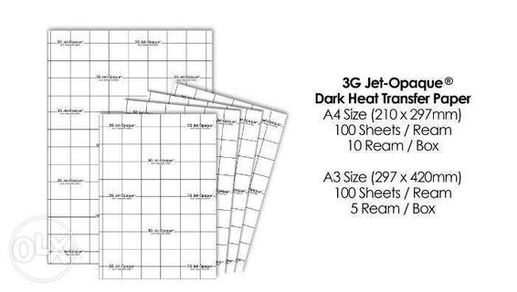 3G JET OPAQUE / US Dark Transfer Paper (100 sheet)