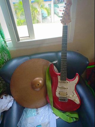 Cymbals and electric guitar fender gibson zildian sybian ibanez