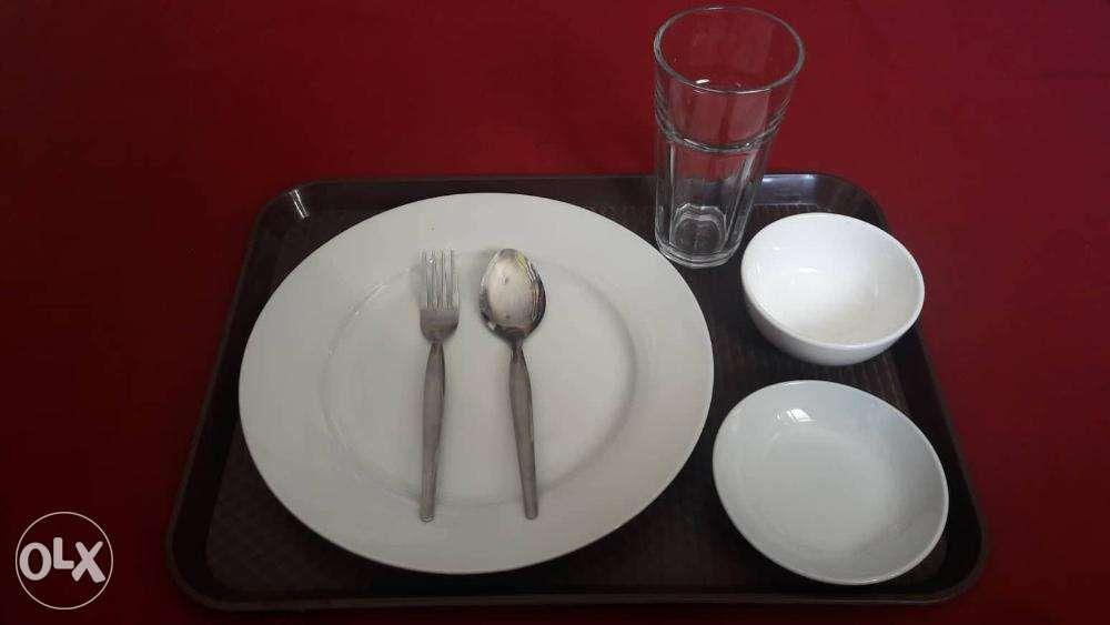 Ceramic Plate Bowl Drinking Glass Stainless Spoon Fork Serving Tray (Category: Other Kitchenware & Tableware) located in Quezon City. Submitted by jjt_enterprise (Listing ID 238935951, Image 2). Description: Ideal for Restaurants, Catering, Canteens, and Personal Use Stainless Spoon - P8 Stainless Fork - P8 Ceramic Plate 9” - P42 Ceramic Plate 10.5” - P45 Soup Bowl 4” - P22 Salad Dish 4.5” - P22 Drinking Glass - P15 Drinking Glass 12oz - P28 Serv