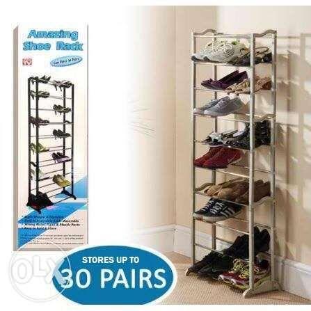 Cod 10 Layers Shoe Rack 30 Pairs Shoe Storage Organizer Home Furniture Home Tools And Accessories On Carousell