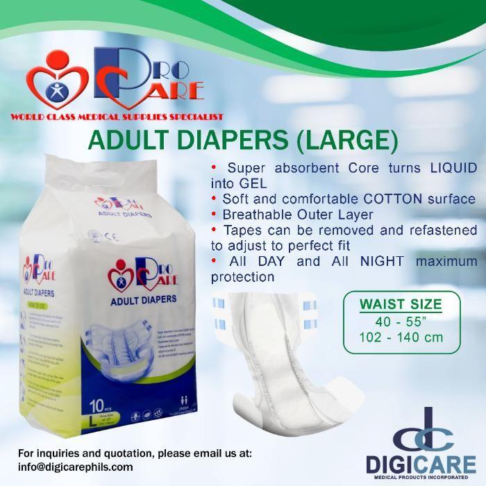Procare Adult Diaper, Health & Nutrition, Medical Supplies & Tools on  Carousell