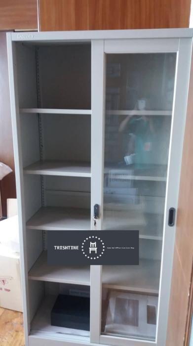 Glass Sliding Door Filing Cabinet Office File Rack, Furniture & Home ...