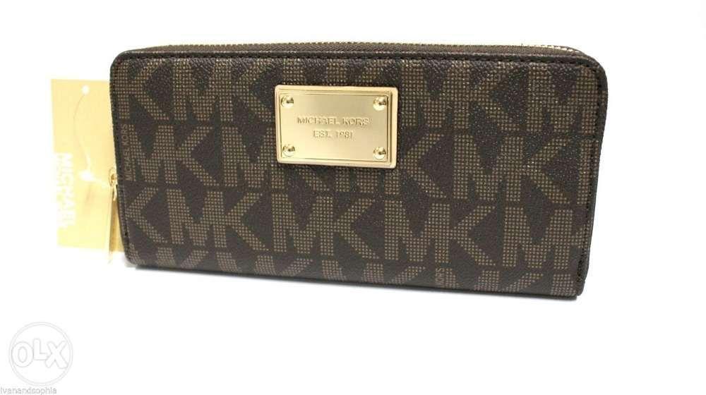 RUSH Michael Kors Jet Set Logo ZA Continental Wallet in Brown Gold, Men ...