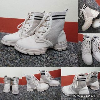 White Combat boots