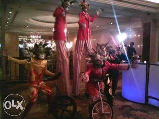 stilts walker, unicyclist with juggler for circus carnival theme events