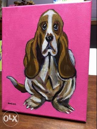 Acrylic on canvas painting with title Dachshund by Brigitte Lira