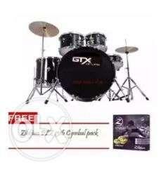 GTX Drum Set black With Zildjian PLZ1316 cymbal pack
