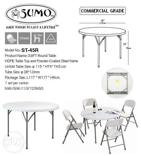 Round Folding Table With 4pcs Folding Chair Set Plastic