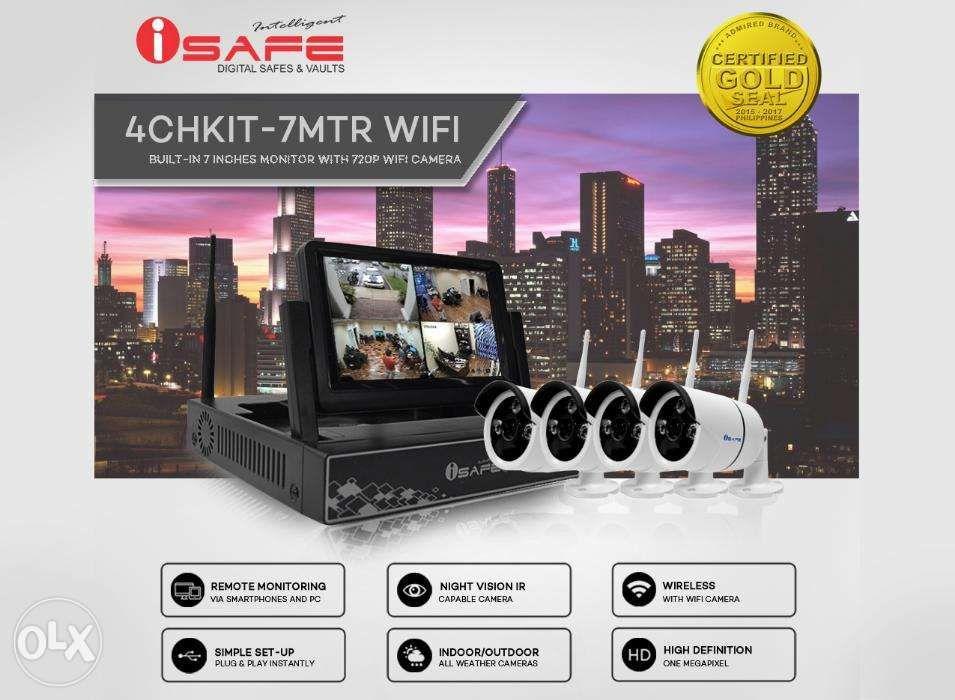 CCTV Wifi 4 Channel CCTV Kit with 4 IP Camera and Built in 7 Monitor ...