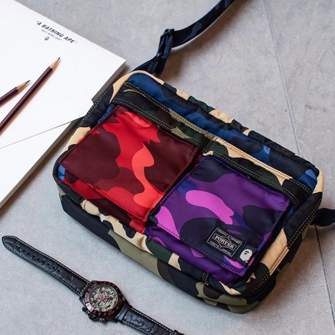 A BATHING APE (BAPE) x PORTER Mix Camo Shoulder Bag, 男裝, 袋