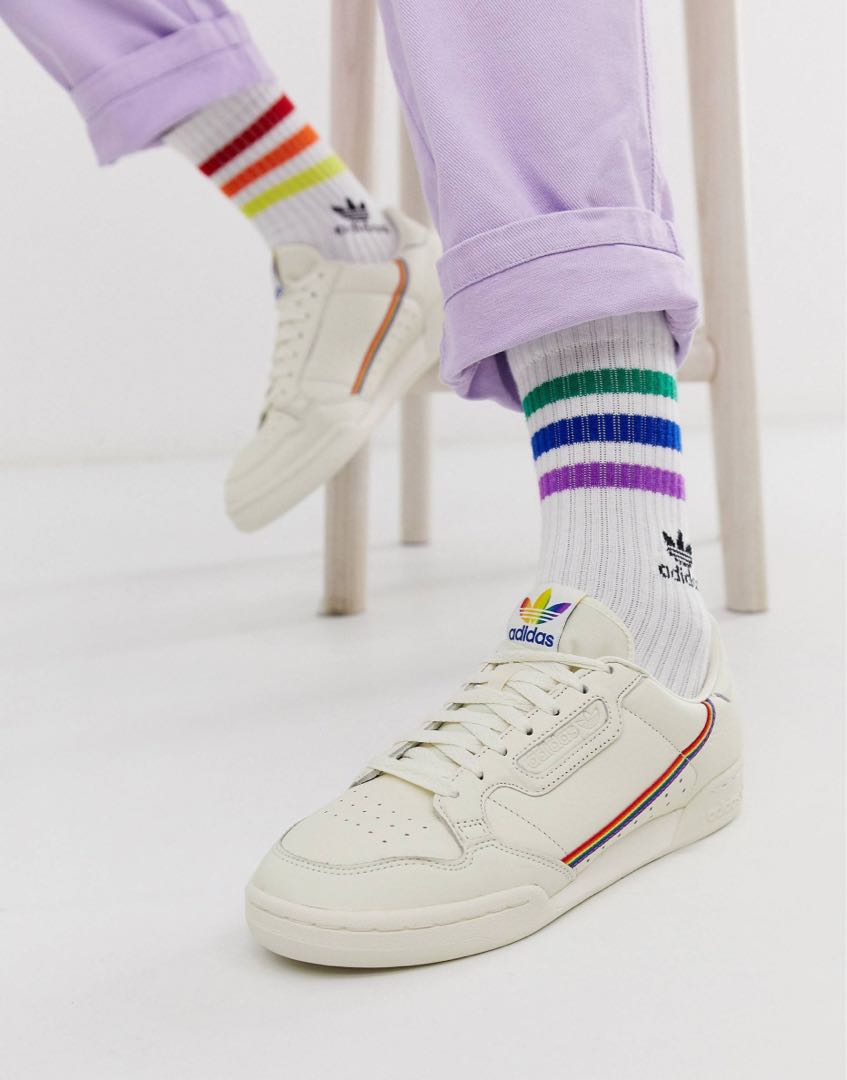 adidas white continental 8 pride trainers