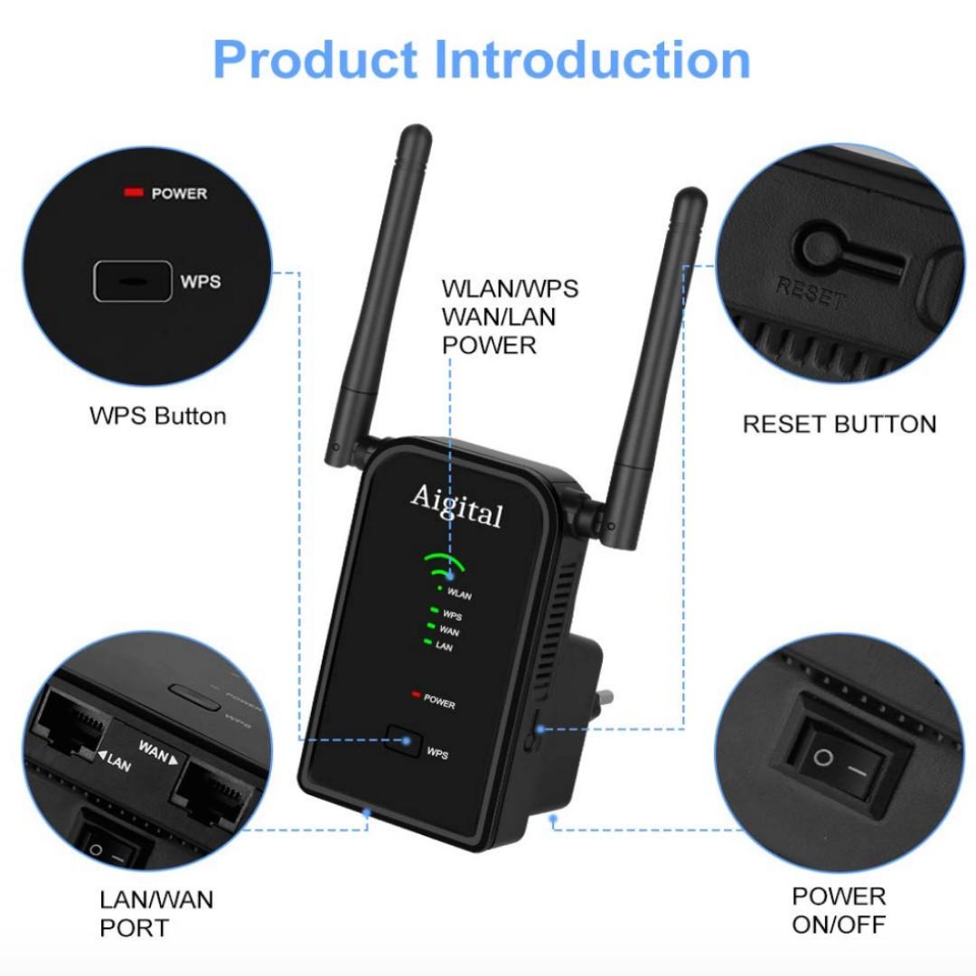 Built In Antenna Wifi Extender Booster 300mbps Aigital Wireless Repeater 2 4ghz Internet Signal Booster Easy Setup Supports Repeater Access Point Mode Network Extender With Wps And Ethernet Port