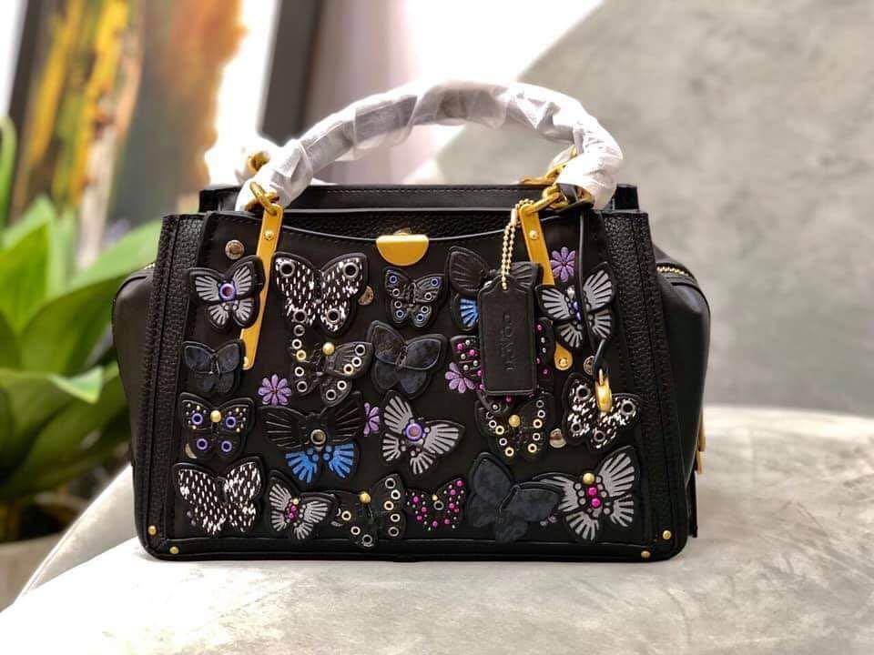 Black coach bag with butterflies clearance