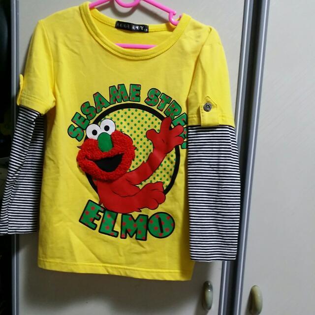 Baby Clothes Seasamr Street Elmo Long Sleeves Boy Top For 4 6years