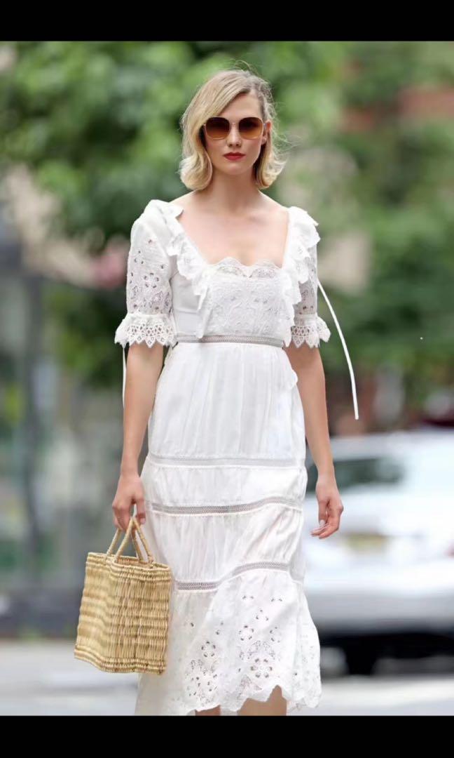 Self portrait floral embroidered midi deals dress
