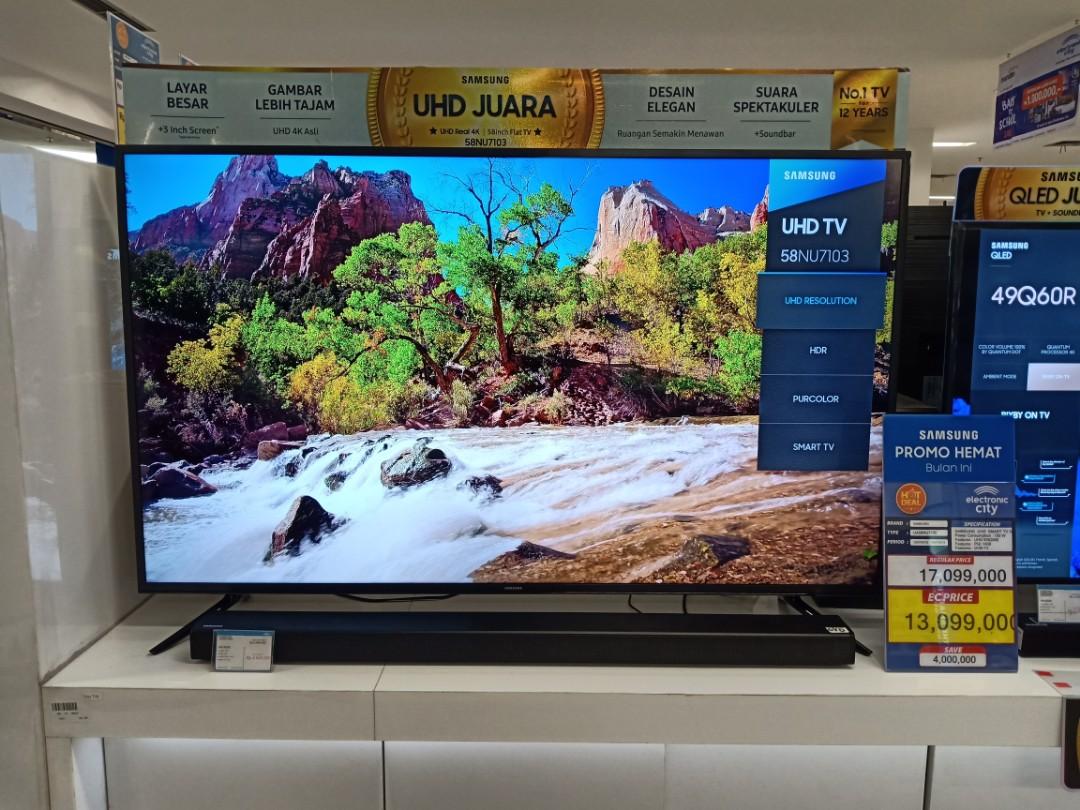 cicil tv led samsung uhd smart 58 free soundbar promo gratis 1x angsuran