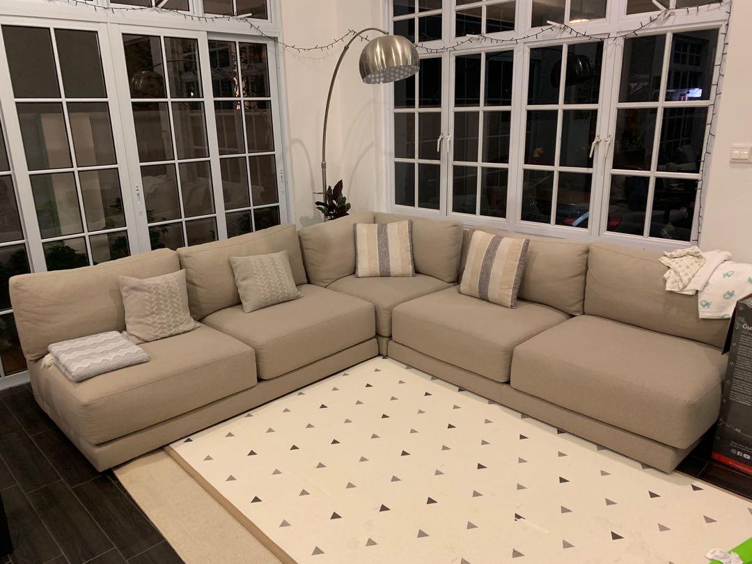 Crate And Barrel L Shaped Sectional Sofa 6 Seater Furniture