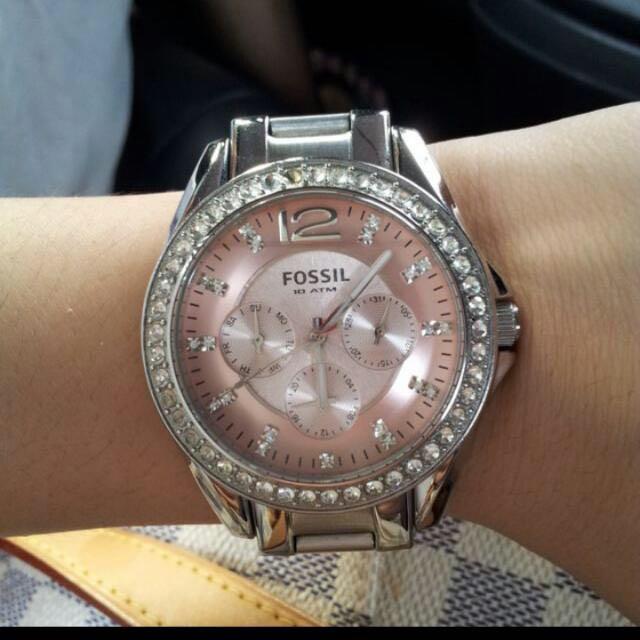Fossil Ladies Watch Pink Dial With Crystals Luxury Watches on