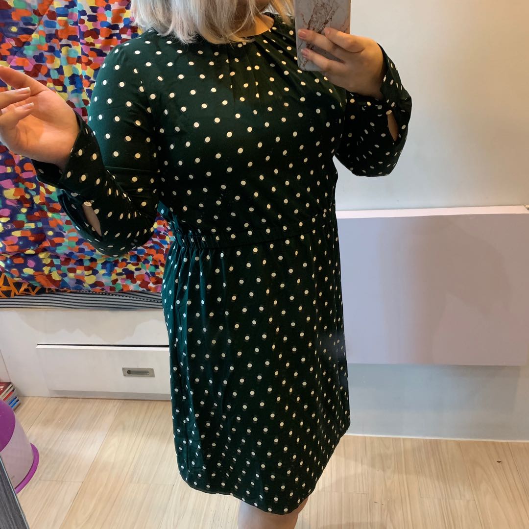 green polka dot dress