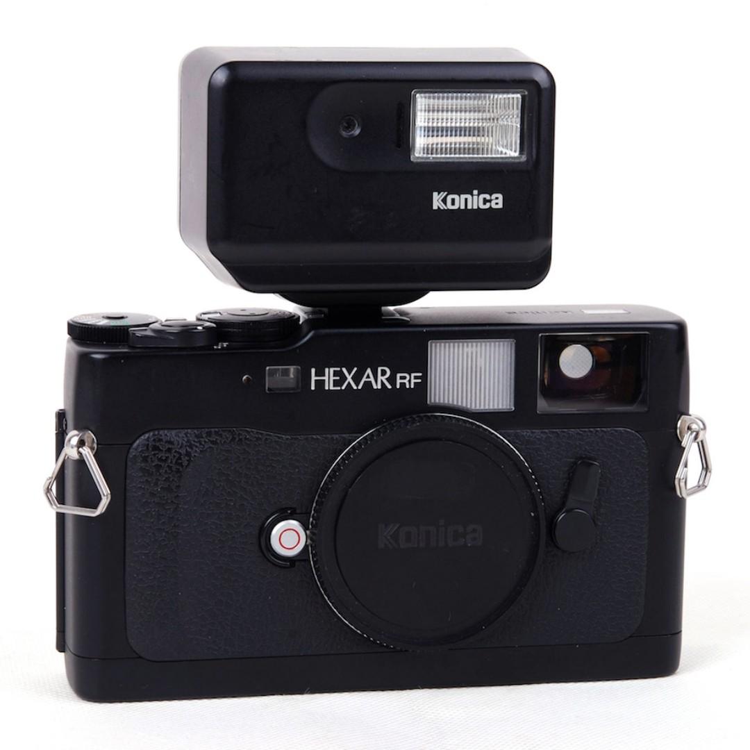 美品】Konica/柯尼卡Hexar RF 後期黑色機身Leica M口相機帶HX-14閃光燈