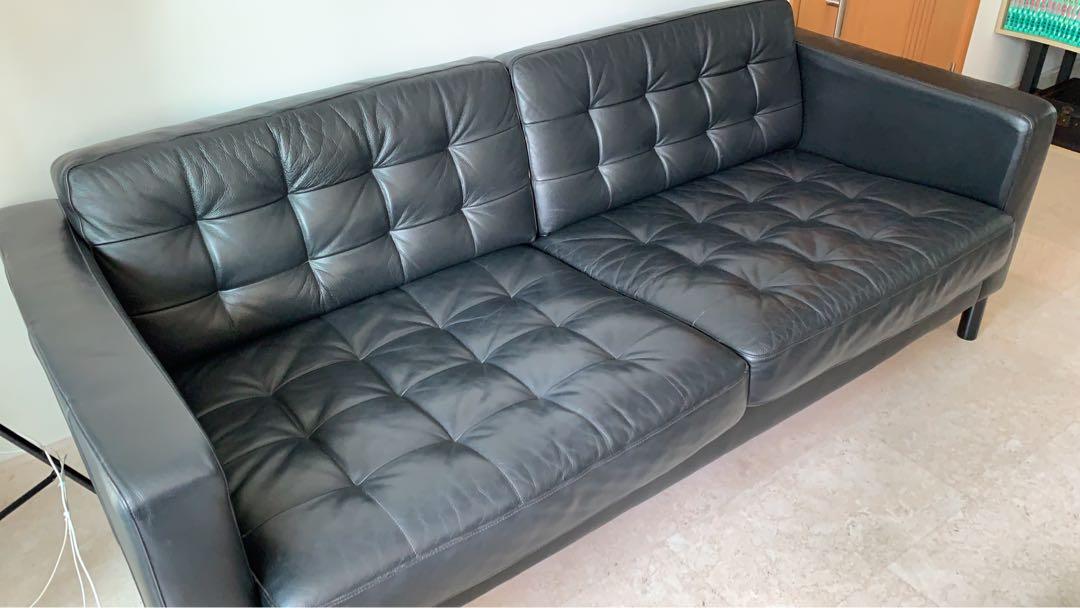 Leather Landskrona Ikea 3seater Sofa & footrest/stool, Furniture & Home Living, Furniture