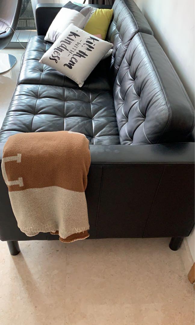 Leather Landskrona Ikea 3seater Sofa & footrest/stool, Furniture & Home Living, Furniture