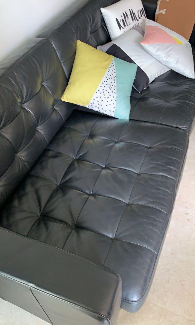 Leather Landskrona Ikea 3seater Sofa & footrest/stool, Furniture & Home Living, Furniture