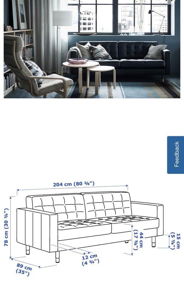 Leather Landskrona Ikea 3seater Sofa & footrest/stool, Furniture & Home Living, Furniture
