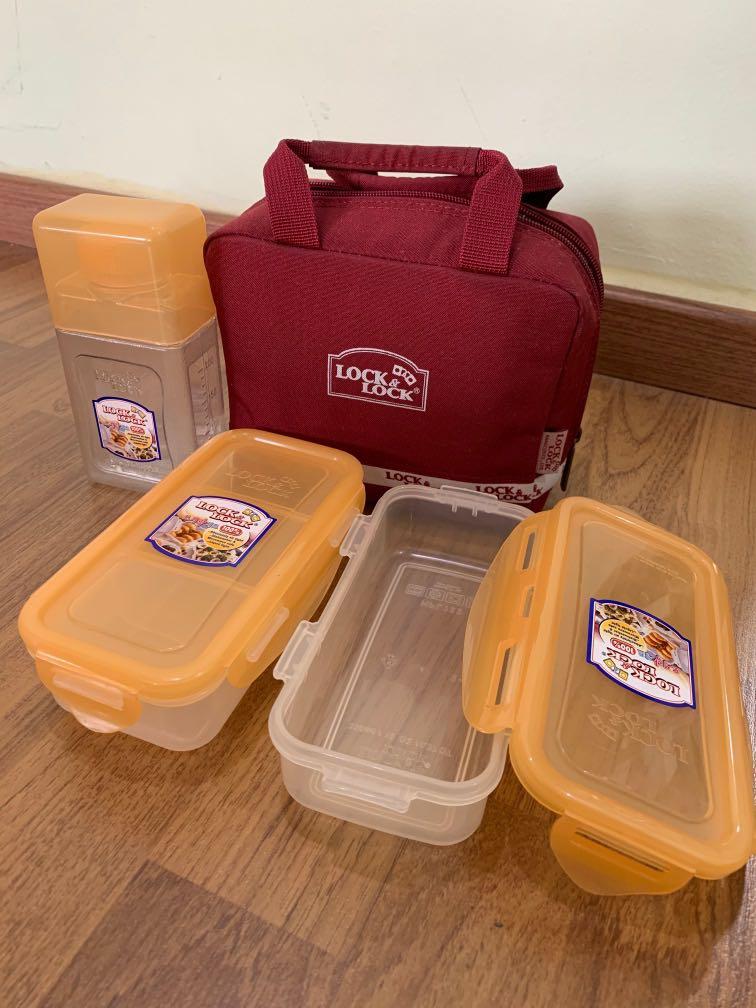 Lock & Lock Food Containers w Thermal Bag, Furniture & Home Living