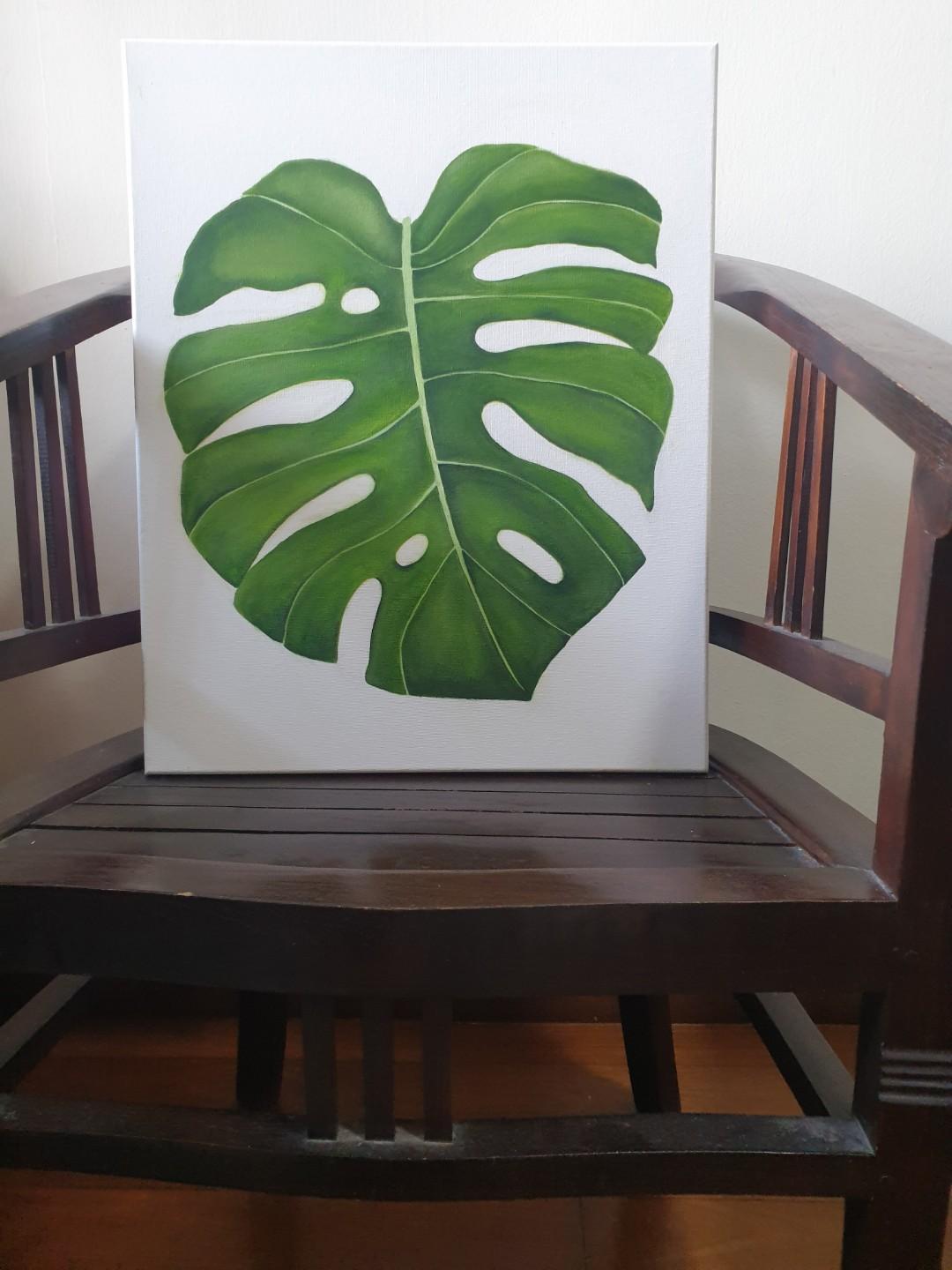 leaf acrylic painting