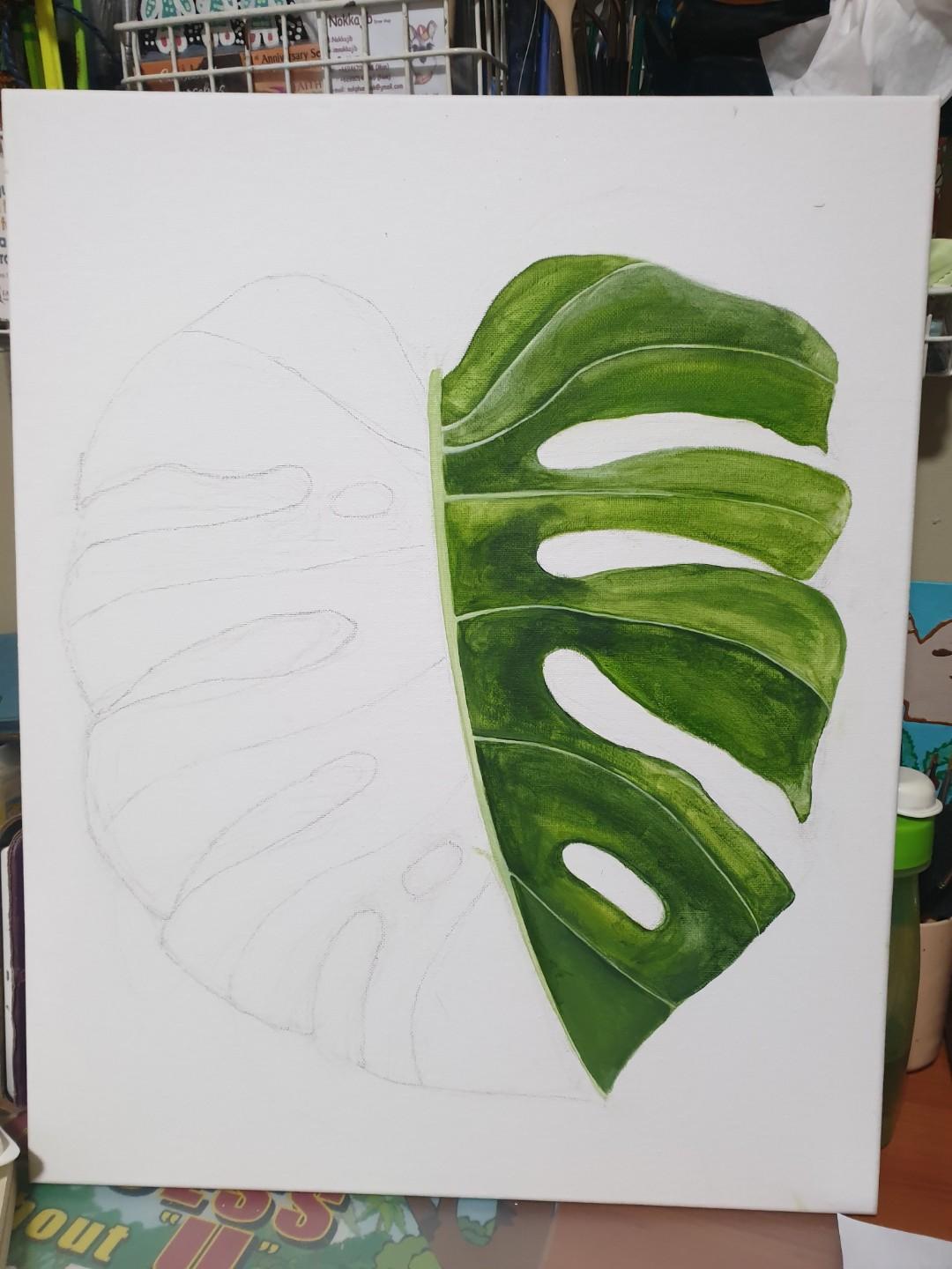 picture Acrylic Monstera Leaf Painting monstera leaf acrylic painting wall